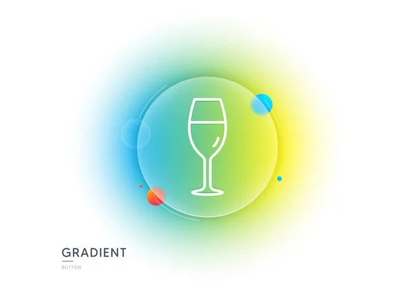 Wine Glass Line Icon Gradient Blur Button Glassmorphism Burgundy Glass — Stok Vektör