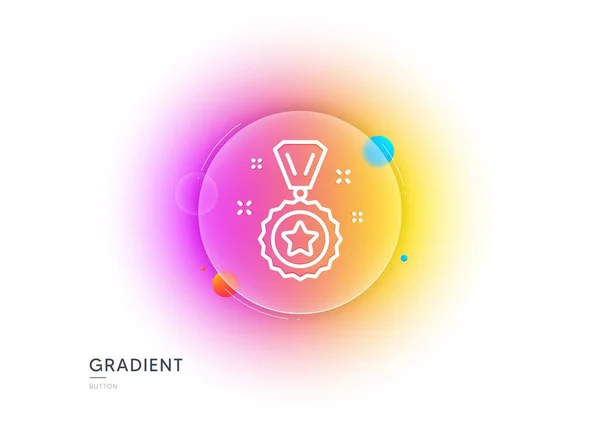 Winner Reward Line Icon Gradient Blur Button Glassmorphism Award Medal — 스톡 벡터