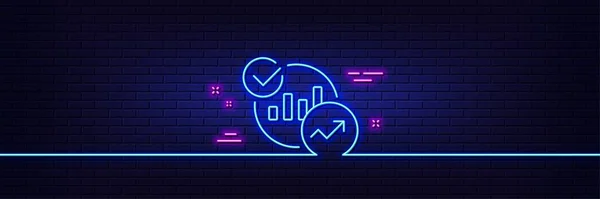 Neon Light Glow Effect Charts Statistics Line Icon Report Graph — Stockvektor