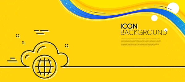 Cloud Computing Line Icon Abstract Yellow Background Internet Data Storage — ストックベクタ