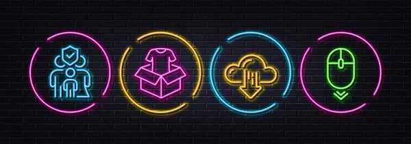 Clothing Cloud Download Family Insurance Minimal Line Icons Neon Laser — Wektor stockowy