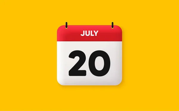 Calendar Date Icon 20Th Day Month Icon Event Schedule Date — Vector de stock