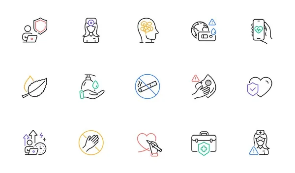Wash Hands Stress Health App Line Icons Website Printing Collection — Vetor de Stock