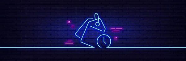 Neon Light Glow Effect Time Management Line Icon Clock Tags — Διανυσματικό Αρχείο