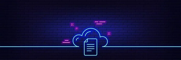 Neon Light Glow Effect File Data Storage Line Icon Cloud — Stock Vector