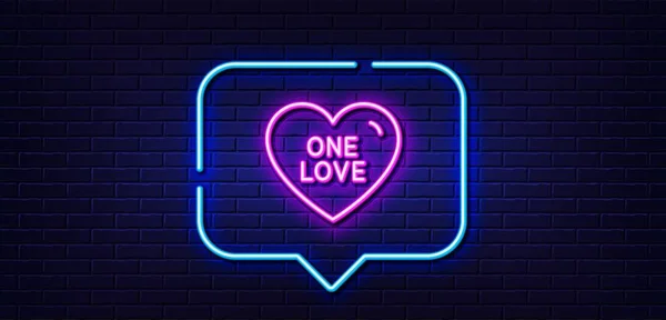 Neon Light Speech Bubble One Love Line Icon Sweet Heart — Stock Vector