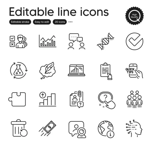 Set Education Outline Icons Contains Icons Opinion Question Button Verify —  Vetores de Stock