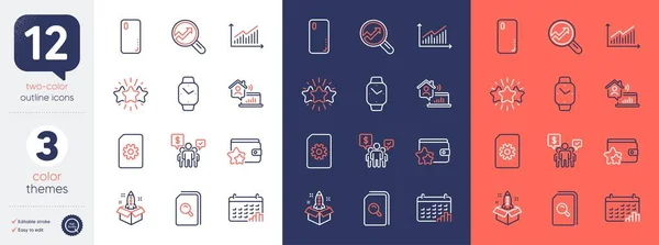 Set Work Home Startup Analytics Line Icons Include Loyalty Program — Stockvector