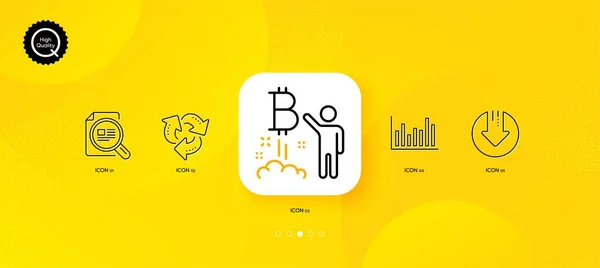 Bitcoin Project Check Article Download Arrow Minimal Line Icons Yellow — Vetor de Stock