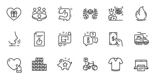 Outline Set Romantic Gift Meeting Bicycle Parking Line Icons Web — Stockvektor