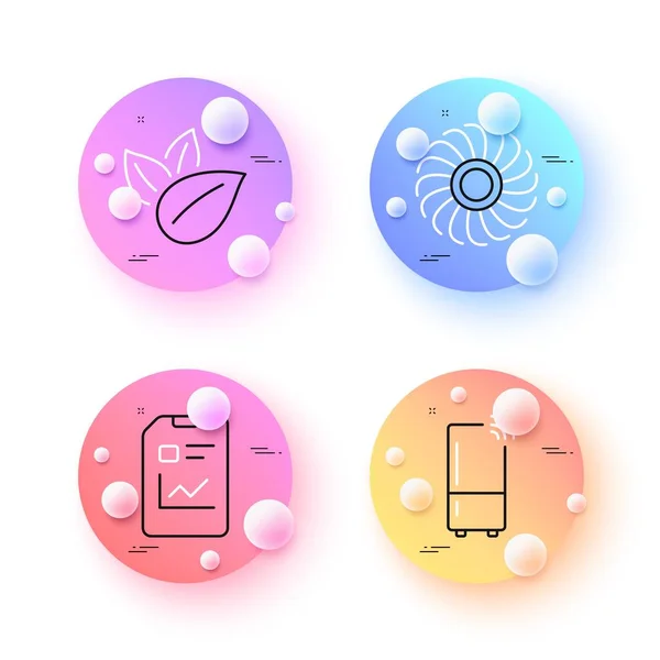 Report Document Organic Product Refrigerator Minimal Line Icons Spheres Balls — Stock Vector