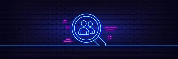 Neon Light Glow Effect Business Recruitment Line Icon Search Employees — Stock Vector