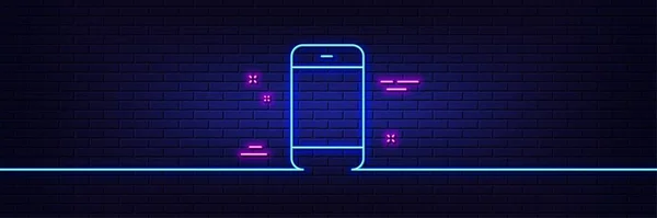 Neon Light Glow Effect Smartphone Icon Cellphone Phone Sign Communication — Stock vektor