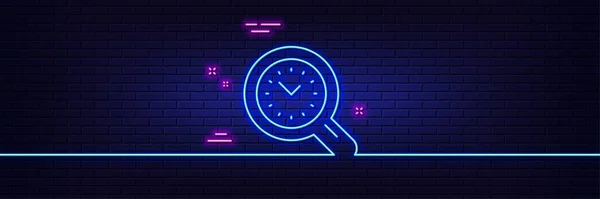 Neon Light Glow Effect Time Management Line Icon Clock Sign — 스톡 벡터