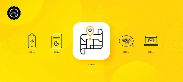 File Settings Mail Battery Charging Minimal Line Icons Yellow Abstract — Vector de stock