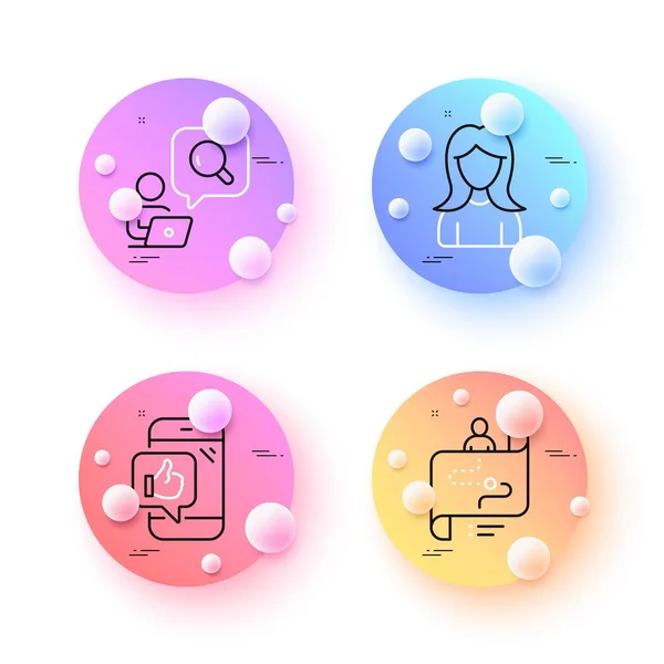 Mobile Journey Path Woman Minimal Line Icons Spheres Balls Buttons — Vettoriale Stock