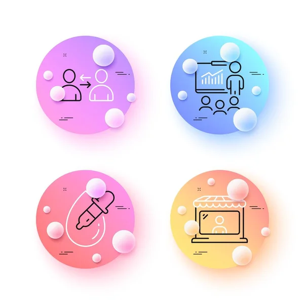 Communication Market Seller Presentation Minimal Line Icons Spheres Balls Buttons — Vetor de Stock