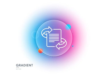 Pazarlama çizgisi simgesi. Gradyan bulanıklık düğmesi ve cam morfizmi. Oklu sayfa işareti. Makale sembolü. Şeffaf cam tasarımı. Pazarlama çizgisi simgesi. Vektör