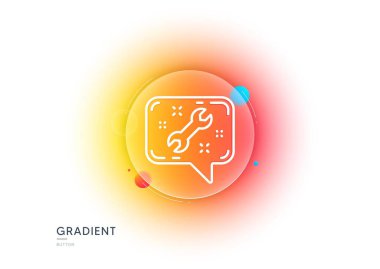 Anahtar araç çizgisi simgesi. Gradyan bulanıklık düğmesi ve cam morfizmi. Tamir servisi sohbet tabelası. Enstrüman sembolünü düzelt. Şeffaf cam tasarımı. Anahtar çizgisi simgesi. Vektör