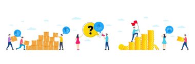 Set of Discount, Voting ballot and Chemistry lab line icons. People characters with delivery parcel, money coins. Include Clean hands icons. For web, application. Vector