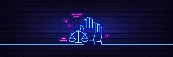 Neon Light Glow Effect Court Jury Voting Line Icon Justice — Archivo Imágenes Vectoriales