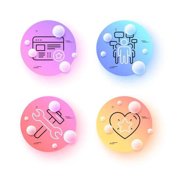Voting Campaign Favorite Repair Minimal Line Icons Spheres Balls Buttons — Vetor de Stock