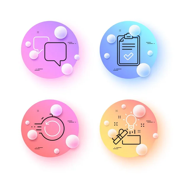 Speech Bubble Fast Recovery Checklist Minimal Line Icons Spheres Balls — Vector de stock