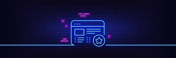 Neon Light Glow Effect Star Line Icon Feedback Rating Sign — Stok Vektör