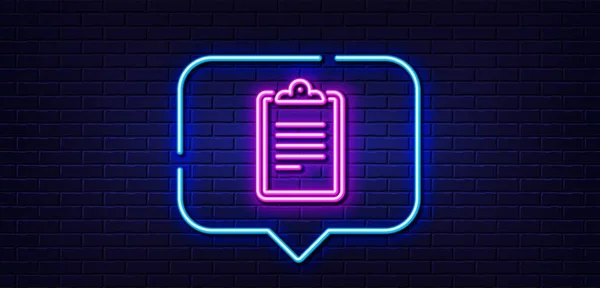 Neon Light Speech Bubble Clipboard Document Line Icon Agreement File — Stock Vector