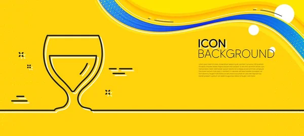 Wine Glass Line Icon Abstract Yellow Background Alcohol Drink Sign — Stok Vektör