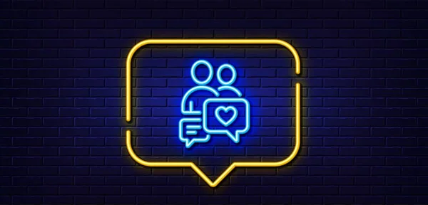 Neon Licht Spraakbel Een Icoon Van Communicatielijn Liefde Chat Symbool — Stockvector