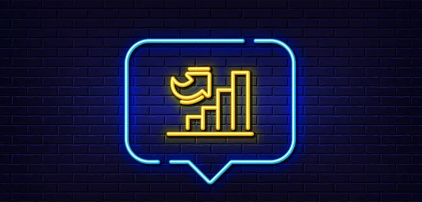 Neon Light Speech Bubble Growth Chart Line Icon Column Graph — Vettoriale Stock