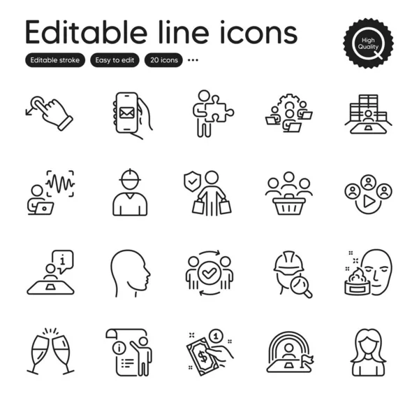 Set People Outline Icons Contains Icons Drag Drop Woman Payment — Stock vektor