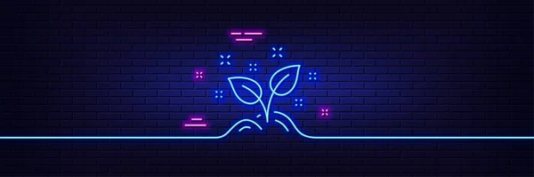 Neon Light Glow Effect Startup Concept Line Icon Idea Leaves — Archivo Imágenes Vectoriales