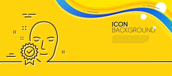 Face Verified Line Icon Abstract Yellow Background Access Granted Sign — 图库矢量图片