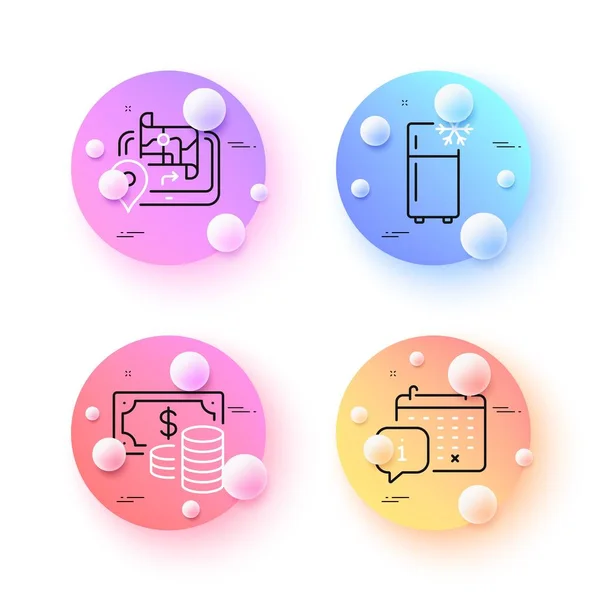 Gps Refrigerator Calendar Minimal Line Icons Spheres Balls Buttons Coins — Wektor stockowy