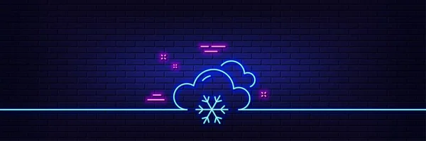 Неоновий Ефект Освітлення Світла Піктограма Лінії Прогнозу Погоди Снігу Хмари — стоковий вектор