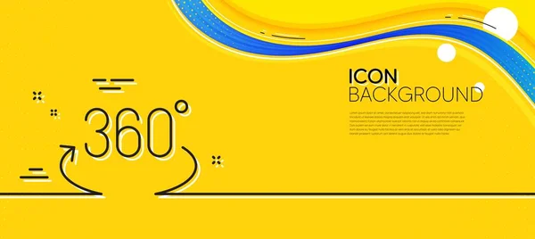 360 Degree Line Icon Abstract Yellow Background Full Rotation Sign — Stock Vector
