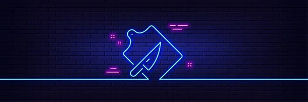 Neon Light Glow Effect Cutting Board Line Icon Cutlery Sign — Stockvector