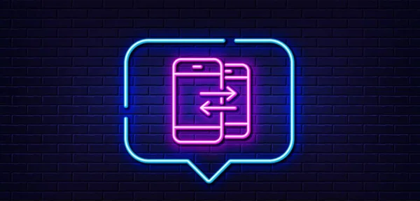 Neon Light Speech Bubble Phone Communication Line Icon Incoming Outgoing — Stockvector