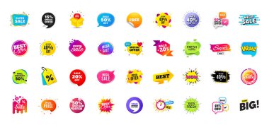 Promosyon indirimli satış afişleri sunuyor. En iyi fiyat etiketleri. Kara Cuma özel teklif etiketleri. İndirimli balon kuponu. Promosyon indirimli afiş şablonları tasarımı. Teklif etiketi al. Terfi broşürü. Vektör