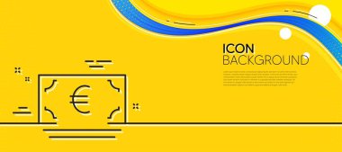 Cash money line icon. Abstract yellow background. Banking currency sign. Euro or EUR symbol. Minimal euro currency line icon. Wave banner concept. Vector