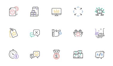 Ranking, Loyalty tags and Last minute line icons for website, printing. Collection of Maximize, Mobile inventory, Reject icons. Project deadline, Wholesale inventory, Bumper cars web elements. Vector