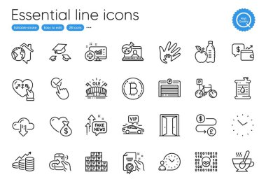 Throw hats, Share call and Medical analytics line icons. Collection of Oil barrel, Time, Money transfer icons. Bitcoin, Wallet, Checkbox web elements. Sports arena, Donation, Tea cup. Vector