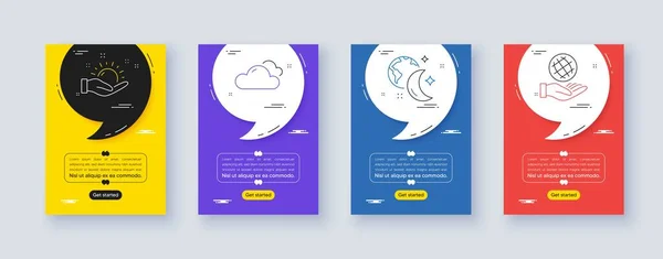 Set Sunny Weather Cloudy Weather Sleep Line Icons Poster Offer — Stock vektor