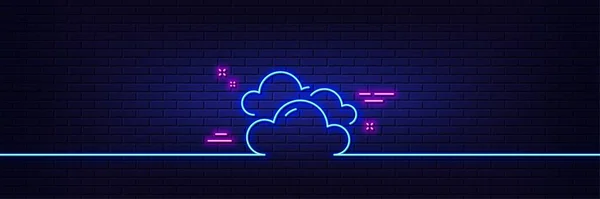 Neon Light Glow Effect Cloudy Weather Line Icon Clouds Sign — Archivo Imágenes Vectoriales