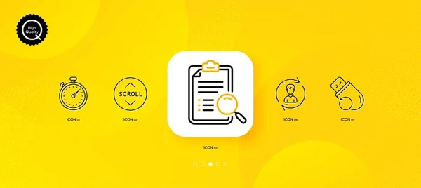 Scroll Search Analysis Human Resources Minimal Line Icons Yellow Abstract — 图库矢量图片