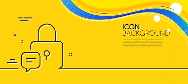Lock Line Icon Abstract Yellow Background Padlock Chat Bubble Sign — ストックベクタ