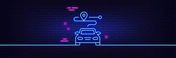 Neon Light Glow Effect Journey Line Icon Road Path Sign — 스톡 벡터