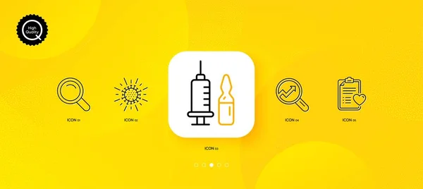 Search Analytics Medical Vaccination Minimal Line Icons Yellow Abstract Background — Vetor de Stock